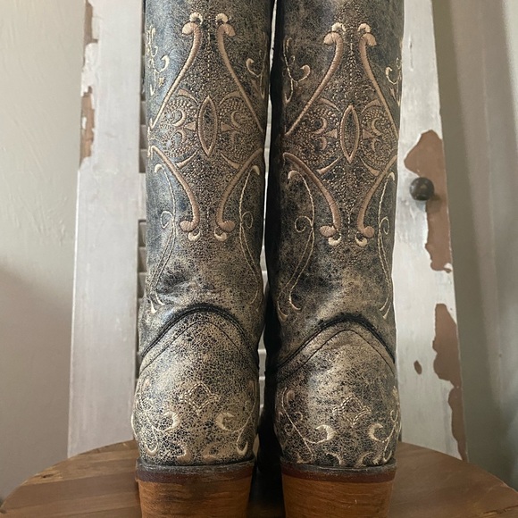 Circle G by Corral Women’s Chocolate Crackle with Bone Fancy Embroidery Snip Toe - Picture 15 of 15